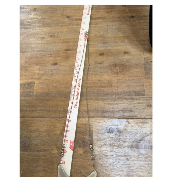 Crescent Moon Pendant Necklace Beaded Chain Bohemian Statement Cream - Picture 8 of 9